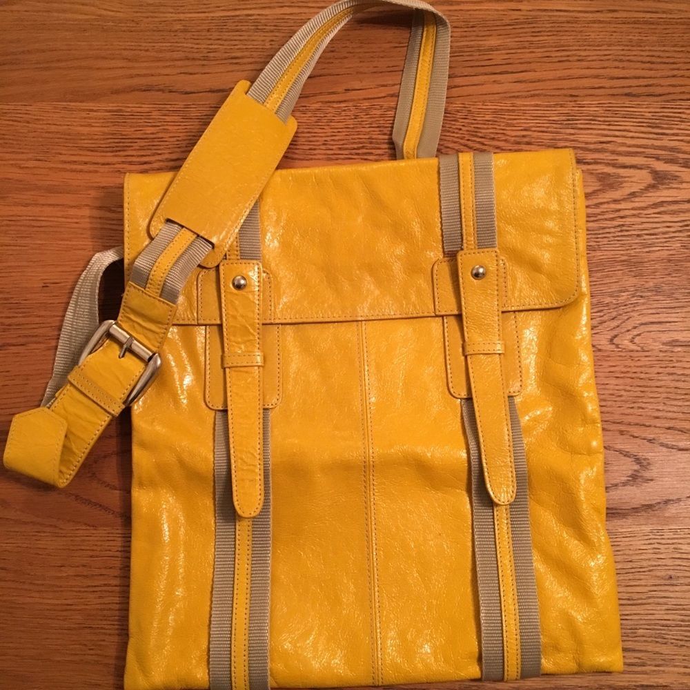 Claudia Firenze Yellow Leather Messenger Bag